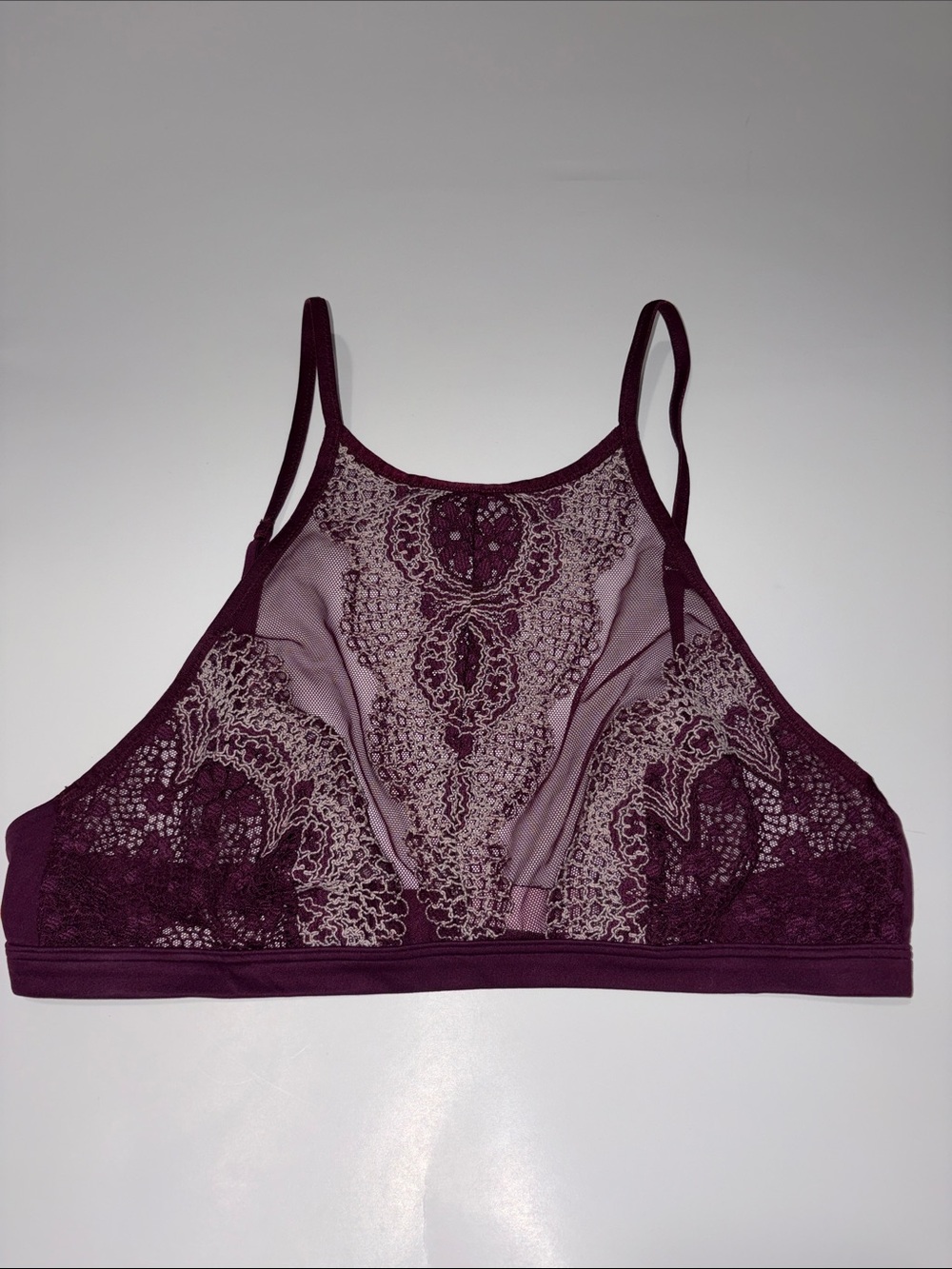 Aerie Lace High-Neck Bralette in Plum Sz M - Picture 1 of 5